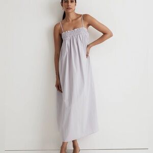Madewell Lavender Poplin Ruffle A-Line Midi Dress